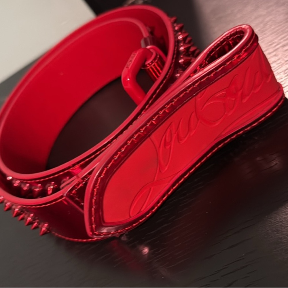 Christian Louboutin Red Studded Leather Belt